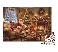 Santa Claus Puzzle 1000 Pezzi Riciclato Material Cozy Christmas Eve Adulto Jigsaws Developing Ragazzo & Ragazza‘s Intelligence Genitore-Figlio Gioco Attività 38x26cm/1000pcs