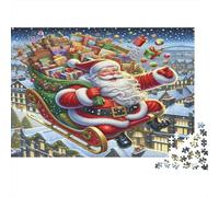 Santa Claus Puzzle 1000 Pezzos Riciclabile Paper Christmas Sleigh Adulto Puzzles Accessori per Gioco di Festa Developing Bambini‘s Intelligence Educational 52x38cm/1000pcs