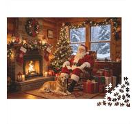 Santa Claus Puzzles for Anziani 1000 Pezzi Riciclabile Cozy Christmas Eve Puzzle Puzzle Gioco Accessori Impossibile Difficile Difficile Stimolante Attività 38x26cm/1000pcs