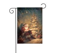Santa Claus Reading By The Christmas Tree Garden Flag 30x45cm verticale double face fattoria vacanze decorazioni esterne bandiera cortile