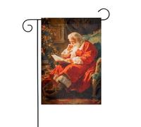 Santa Claus Reading By The Christmas Tree Garden Flag 30x45cm verticale double face fattoria vacanze decorazioni esterne bandiera cortile