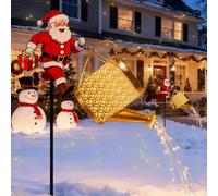 Santa Claus Solar Garden Lights - Outdoor Watering Can LED Waterproof Solar Powered Christmas Decoration | Lighting Decor for Yard, Lawn, Pathway, Patio, Walkway, Party, Holiday Outdoor Display