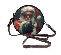 Santa Claus Spy - Borsa a tracolla da donna, rotonda, in pelle