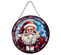 Santa Claus Stained Glass 6-Inch Suncatcher - Festive Holiday Window Decor