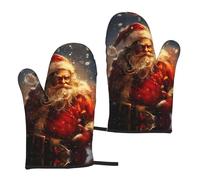 Santa Claus Stampa Elegante Unisex Bbq Mitts 5.9 X 28 "Guanti da Cucina Impermeabile Per Cucinare Cottura