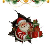 Santa Claus Stickers - Hole Design Christmas Wall Clings Festive Decorating | Removable Pvc Prints with Smooth Adhesive Backing, Holiday Peel Stick Art for Workplace Home Bathroom Classroom Bedroom
