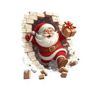 Santa Claus Wall Stickers - Christmas Santa Breaking Brick Wall Sticker Decorations, Home Decoration, Festive Holiday Decal for Party Living Room Bedroom Bathroom Kitchen Office School