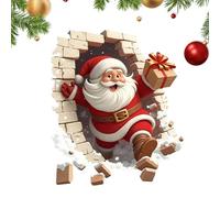 Santa Claus Wall Stickers - Christmas Santa Wall Decals, Christmas Santas Breaking, Brick Walls Sticker Decorations | Holiday Decal For Home Party Living Room Bedroom Bathroom Kitchen Office School
