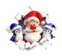 Santa Claus Wall Stickers, Removable 3D Effect Funny Christmas Decals for Living Room, Door, Home, Dorm, Party, Study, Bedroom, Holiday Decoration