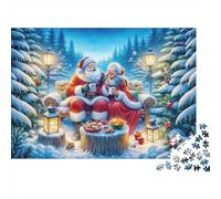Santa Claus Winter Scene Puzzle Per Adulti 1000 Pezzi Per Appassionati Di Puzzle Decorazione Casa Allenamento Della Concentrazione Esercizio Per La Mente Cartone Robusto 38x26cm/1000pcs