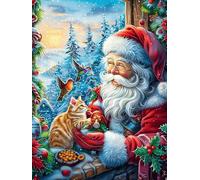 Santa Claus with Cat in Christmas Forest Puzzle 1000 Pezzi Giochi Da Tavolo Per Coppie Magical Accompany Fairy Tale Attività Condivisa Rilassamento E Complicità Regalo Per Anniversario San Valentino 1