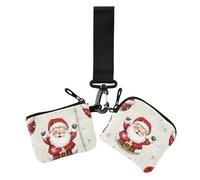 Santa Clause - Portamonete da donna ad alta risoluzione, porta carte di credito, sottile, rimovibile, con tasca con cerniera, per uso quotidiano, 2 pezzi, Santa clausola alta risoluzione, 1 size