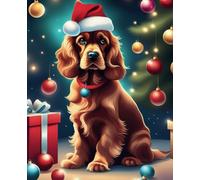 Santa Cocker Spaniel Frise Merry Christmas notebook | 110 page, rules, 9,25"x7.5": Happy Xmas Gift Notepad Dog Lover