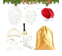 Santa Costume - 20cm Holiday Outfit, Festive Hat Wig Set, Classic Beard Accessory, Cheerful Dress | Christmas Role Play Gear For Winter Party School Gathering Outdoor Stage Performance Event