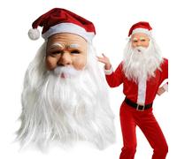 Santa Costume Face Cover - Realistic Christmas Beard Cosplay for Kids, Teens, and Adults with Soft Comfortable Fit, Adjustable Design for Holiday Parties, School Events, and Festive Photoshoots