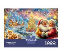 Santa Couple with Cats And A Tree Puzzle Da 1000 Pezzi Elemento Essenziale Per Le Serate Di Giochi in Famiglia, Adulti E Bambini 70x50cm/1000pcs