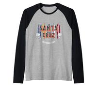Santa Cruz Beach California Longboard Surf Retro Anni '70 '80 Maglia con Maniche Raglan