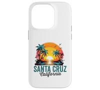 Santa Cruz, California, spiaggia, palme, tramonto, illustrazione Custodia per iPhone 14 Pro