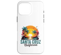 Santa Cruz, California, spiaggia, palme, tramonto, illustrazione Custodia per iPhone 16 Pro Max