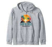 Santa Cruz, California, Spiaggia, Palme, Tramonto, Illustrazione Felpa con Cappuccio