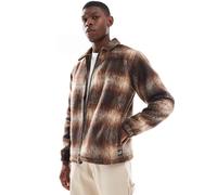 Santa Cruz - Camicia giacca vestibilità classica marrone a quadri con fodera trapuntata 91-99 CM