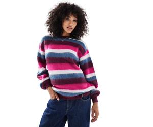 Santa Cruz - Maglione ampio soffice multicolore a righe 38