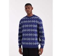 Santa Cruz - Maglione blu con monogramma effetto filo spinato 101-109 cm