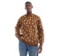 Santa Cruz - Maglione vestibilità classica lanuginoso marrone e giallo 81-89 CM