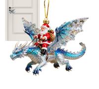 Santa Dragon Riders Ornament - 2D Acrylic Holiday Decor
