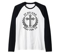 Santa Elena Prega per Noi Croce Religiosa Cattolica Maglia con Maniche Raglan