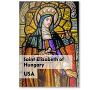 Santa Elisabetta d'Ungheria Stained Glass, Phoenix, Arizona. Santa Elisabetta d'Ungheria Ex regina divenne suora. Chiesa ricostruita in vetro colorato 1915, magnete da frigorifero