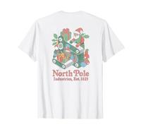 Santa Elves Workshop Natale Vacanze Retro Anni '80 Arte Maglietta