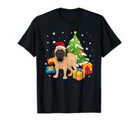 Santa English Mastiff Dog Christmas Tree Gifts Xmas Matching Maglietta