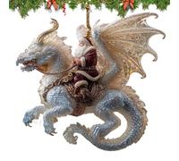Santa Fantasy World Pendant - 2D acrilico Dragon Rider Ornament, Holiday Display Keepsake for Christmas Tree | Hangable Dragon Figurine for Car Mirror, Door, Tabletop, Cappotto, Bedroom, Balcony,