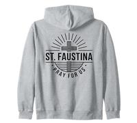 Santa Faustina Prega per Noi Croce Cattolica Felpa con Cappuccio