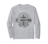 Santa Faustina Prega per Noi Croce Cattolica Maglia a Manica