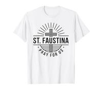 Santa Faustina Prega per Noi Croce Cattolica Maglietta
