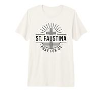 Santa Faustina Prega per Noi Croce Cattolica Maglietta Premium