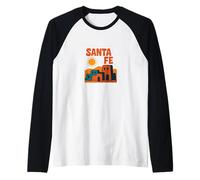 Santa Fe Adobe Tramonto Sud-Ovest Deserto Sunscape Stile Maglia con Maniche Raglan