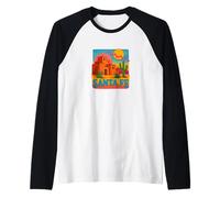 Santa Fe Adobe Tramonto Sud-Ovest Deserto Sunscape Stile Maglia con Maniche Raglan