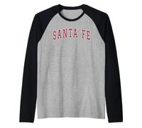 Santa Fe New Mexico Souvenir Sport College Style Testo Rosso Maglia con Maniche Raglan