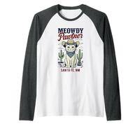 Santa Fe, New Mexico, USA, divertente disegno a forma di gatto Meowdy Pawtner Maglia con Maniche Raglan