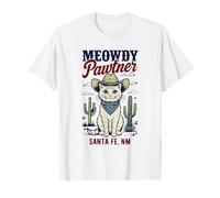 Santa Fe, New Mexico, USA, divertente disegno a forma di gatto Meowdy Pawtner Maglietta