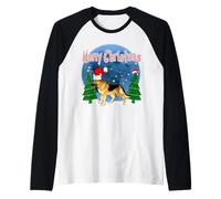 Santa German Shepherd Dog Holiday Merry Christmas Xmas Maglia con Maniche Raglan