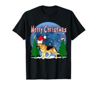 Santa German Shepherd Dog Holiday Merry Christmas Xmas Maglietta