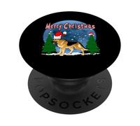 Santa German Shepherd Dog Holiday Merry Christmas Xmas PopSockets PopGrip Adesivo
