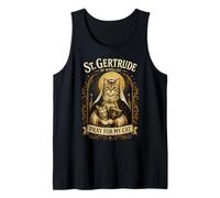 Santa Gertrude di Nivelles Gatti Religioso Cat Art Canotta