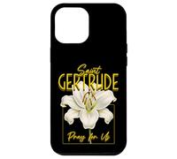Santa Gertrude di Nivelles Lily Purity Santo patrono cattolico Custodia per iPhone 12 Pro Max