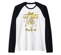 Santa Gertrude di Nivelles Lily Purity Santo patrono cattolico Maglia con Maniche Raglan