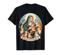 Santa Gertrude Patrono dei Gatti Nivelles Vedova Giardinieri Maglietta